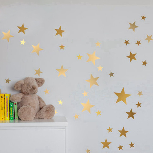 Gold stars wall decal vinyl stickers- golden Star Kids Rooms Wall Art  Nursery Decor Stickers - AliExpress